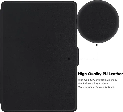 Vista 4 de Funda delgada para Kindle Paperwhite 5ª/6ª/7ª generación, color negro (Modelo EY21 y DP75SDI), delgada y ligera, cubierta de piel sintética