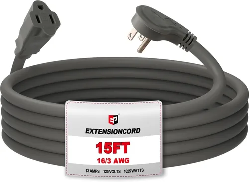 Vista 20 de EP Paquete de 3 cables de extensión de enchufe plano de 1 pie, cable de extensión de perfil bajo negro de 16 AWG de 3 clavijas para interiores