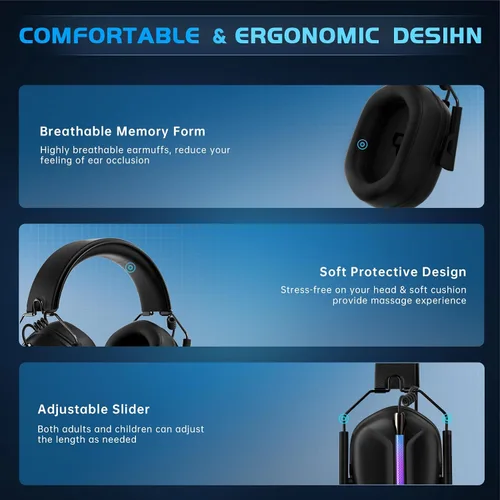 Vista 9 de Auriculares inalámbricos para juegos para PS5, auriculares USB de 2.4 GHz con micrófono para PS4, PC, Nintendo Switch, Mac, computadora, auriculares