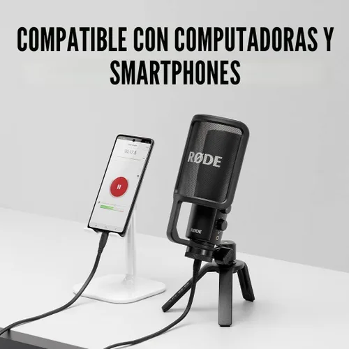 Vista 2 de RØDE NT-USB+ Micrófono condensador USB de grado profesional para grabar audio de calidad de estudio directamente en una computadora o dispositivo