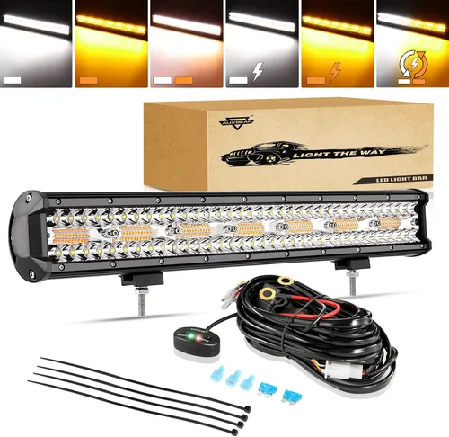 Vista 12 de Auxbeam Barra de luz LED de 3 pulgadas, 72 W, color ámbar/blanco, luces de conducción todoterreno para camión, SUV, barco, 4x4, Jeep Wrangler