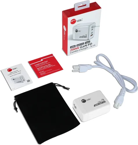 Vista 8 de SIIG Cargador GaN USB-C PD de 4 puertos de 200 W, AC-PW1V11-S1 Carga 4 dispositivos con salida total de 200 W; diseño GaN y USB-C PD admiten carga