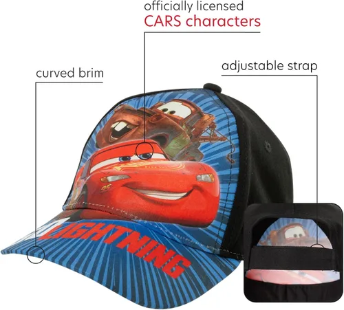 Vista 2 de Disney Boys Cars Lightning McQueen Cotton Baseball Cap 2 Pack Ages 2-7