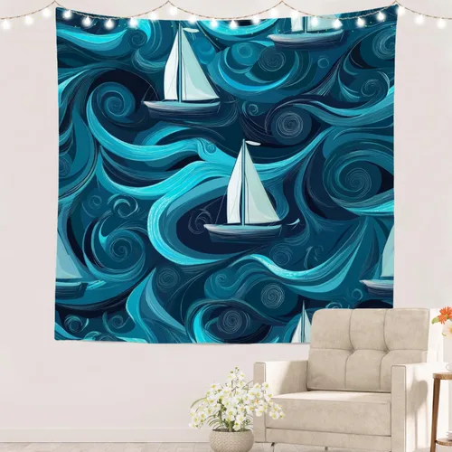 Vista 61 de Batmerry Peaceful Retreat Beautiful Landscape Polyester Tapestry, Blooming Garden Setting Lightweight Wall Hanging High-Definition Print Backdrop