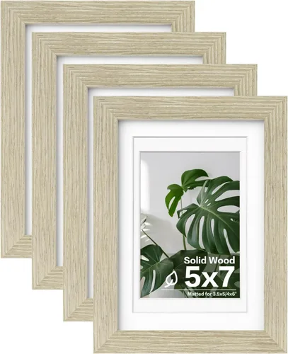 Vista 61 de Egofine - Juego de 4 portarretratos A4 de madera maciza y cubierta de plexiglás de 4 x 6/6 x 8 pulgadas con paspartú o A4 sin paspartú, para mesa