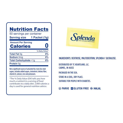 Vista 2 de SPLENDA Edulcorante cero calorías, paquetes de 50 unidades 50 paquetes originales Splenda