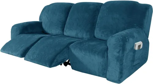 Vista 35 de vctops Fundas reclinables de felpa de terciopelo de lujo, 4 piezas, fundas elásticas y suaves para sofá, protector antideslizante de muebles