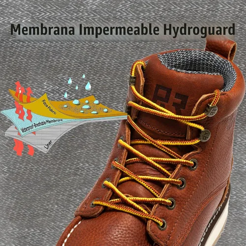 Vista 5 de ROCKROOSTER Walker SAP360II - Botas de trabajo impermeables para hombres, botas cómodas de punta suave de 6 pulgadas, zapatos de suela de cuña