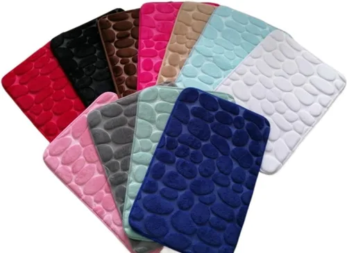 Vista 2 de Alfombra antideslizante de Baño con Relieve De Adoquines, Alfombra Antideslizante De Vellón Coral Para Bañera, Suelo De Ducha, Felpudo, Almohadilla
