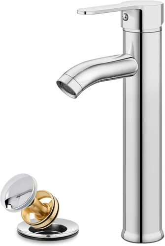Vista 11 de gotonovo Grifo de lavabo Vessel Moderno Grifo de baño alto de una sola manija con un agujero de acero inoxidable para lavabo de baño en RV Mezclador