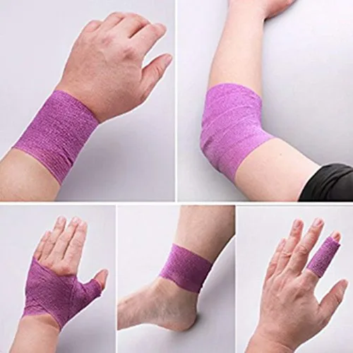 Vista 5 de Chiyuehe - Cinta elástica autoadhesiva (2 pulgadas x 5 yardas, paquete de 12) (color surtido)