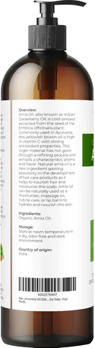 Vista 3 de velona Aceite de Amla USDA Certificado Orgánico - 8 Fl Oz 100% Puro y Natural Aceite Portador Extra Virgen, Sin Refinar, Prensado en Frío