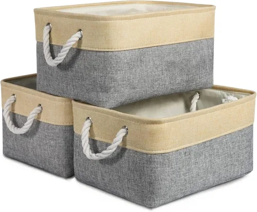 Vista 68 de TheWarmHome Contenedores de almacenamiento para estantes, tamaño mediano, 3 unidades, 13.8 pulgadas de largo x 9.8 pulgadas de ancho x 6.7 pulgadas