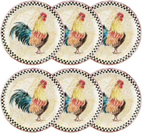 Vista 6 de UP Chianti - Juego de platos de ensalada de melamina con forma de flor para risotto, pasta y ensalada, sin BPA, aptos para lavavajillas, multicolor