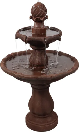 Vista 10 de Sunnydaze Fuente de agua solar de 2 niveles de 35 pulgadas con respaldo de batería, bomba sumergible, resina y fibra de vidrio, color negro