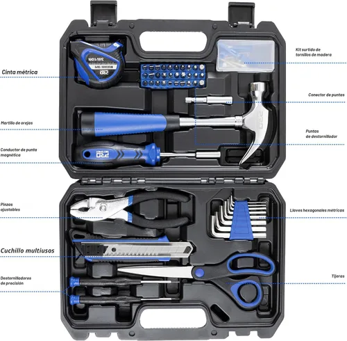 Vista 3 de Prostormer - Kit de herramientas de 93 piezas, juego básico de herramientas para reparaciones del hogar con estuche de almacenamiento, pequeño kit