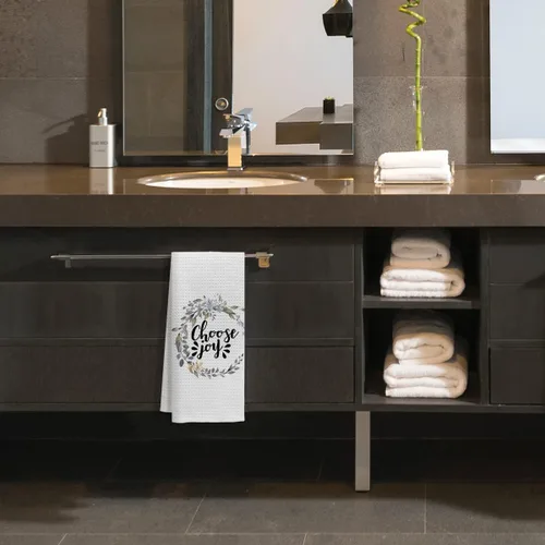 Vista 3 de Voatok Choose Joy Farmhouse - Toallas de cocina y baño con corona floral, toallas de mano y platos, regalos perfectos para adolescentes, mujeres