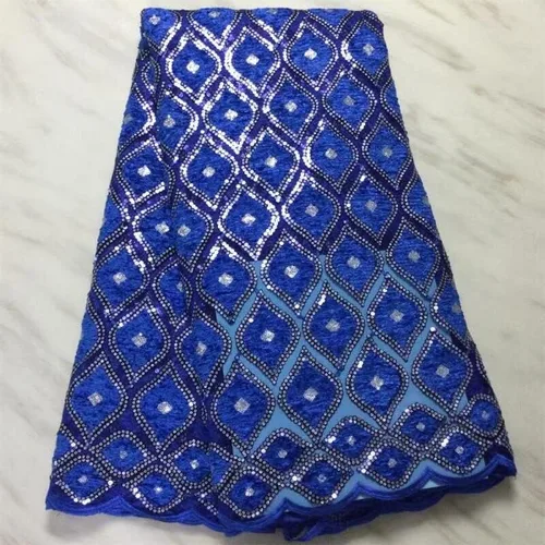 Vista 2 de Mahacraft - Tela de encaje de lentejuelas francesas africanas para boda tela de encaje nigeriana de organza para costura tela de encaje de tul