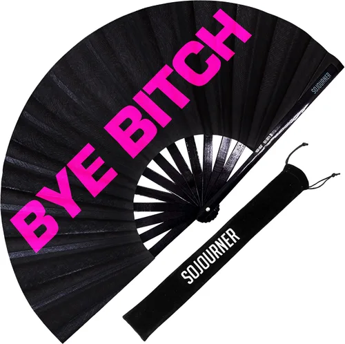 Vista 12 de SoJourner Bags Rave Fan – Abanico plegable grande – Abanico de mano Clack para raves, Halloween, Burlesque, atuendos arcoíris para mujeres