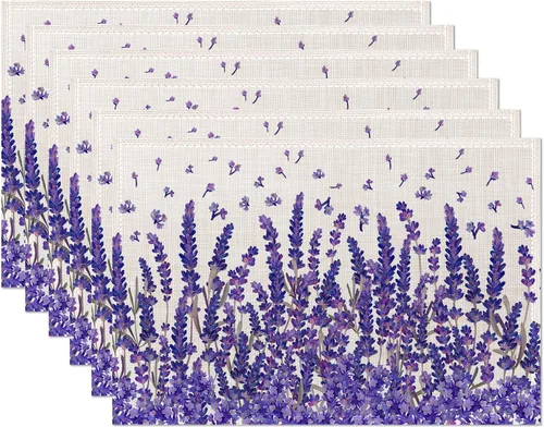 Vista 17 de Juego de 6 manteles individuales con diseño de almendros en flor, resistentes al calor, lavables, antideslizantes, para decoración de fiestas