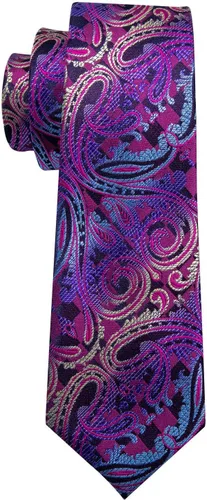 Vista 35 de Barry.Wang - Juego de corbata de seda para hombre, diseño de cachemira, pañuelo y gemelos de bolsillo