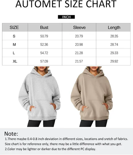 Vista 5 de AUTOMET Sudaderas de gran tamaño con capucha de forro polar para mujer, camisas de manga larga, ropa de otoño con bolsillo