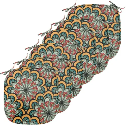 Vista 148 de Ambesonne Flamingo - Cojín de asiento para silla, diseño de fantasía exótica con elementos de vida silvestre hawaiana en colores pastel, acolchado