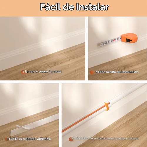 Vista 8 de Kit de ocultación de cables Delamu para pared con adhesivo, cubierta de alambre de múltiples funciones, 42.5 pulgadas para ocultar cables en Blanco