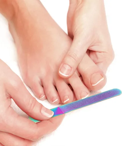 Vista 5 de Mudder Juego de 3 limas de uñas de diamante para mujeres y hombres, acero inoxidable, metal, zafiro, doble cara, limadores de uñas de los pies