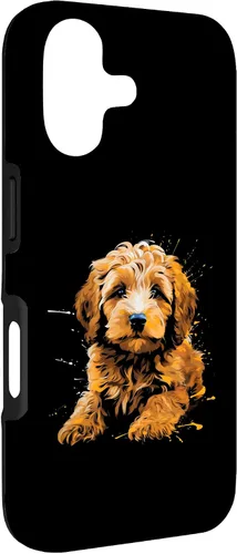 Vista 3 de Funda dorada Doodle Puppy para iPhone 17