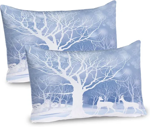 Vista 39 de Lunarable Juego de 2 fundas para almohada de otoño, tema vintage otoñal con estilo granja, ilustración de flores silvestres, artículo de cama