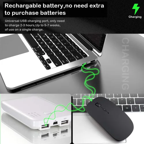 Vista 4 de Bluetooth Mouse, Rechargeable Wireless Mouse Dual Mode(Bluetooth 5.0+USB),Silent Slim with Adjustable DPI Computer mice for