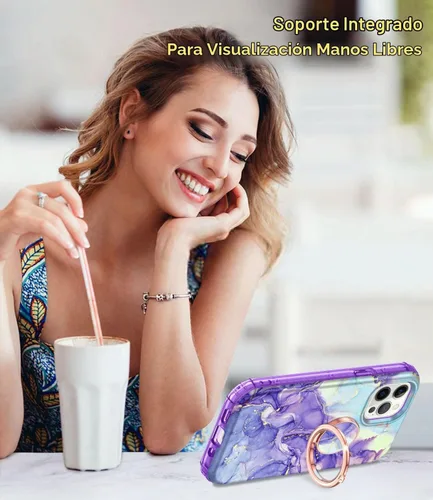 Vista 7 de Btscase Funda para iPhone 12 Pro Max de 6.7 pulgadas, protector de pantalla integrado con soporte de anillo de 360°, cuerpo completo de doble capa