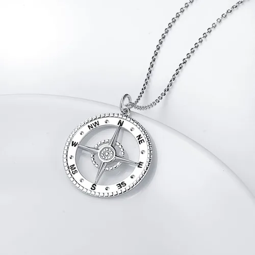 Vista 4 de Alphm Collar con colgante vikingo de plata esterlina S925 para hombres y mujeres, joyería de viaje para graduación, amistad, talismán, joyería