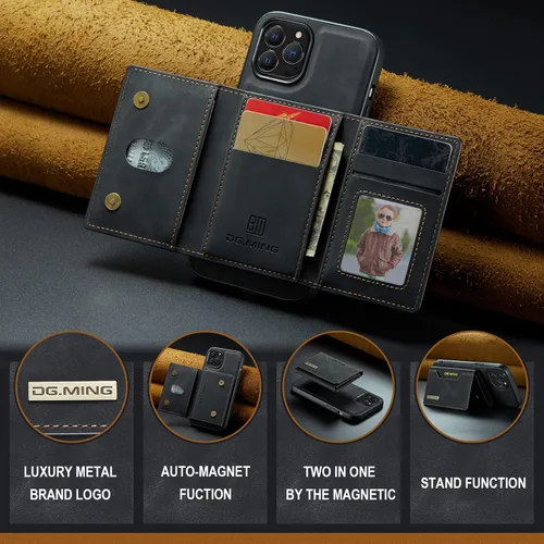 Vista 3 de Fundas de cuero tipo cartera para teléfono compatibles con iPhone 14 Pro Max con tarjetero para hombres de 6.7 pulgadas, contraportada desmontable 2