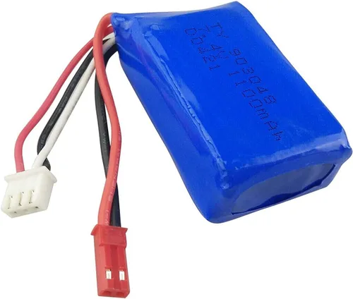 Vista 2 de Baterías de litio de 7.4 V 1100 mAh (2 piezas) con cargador 2 en 1 para WLtoys A949 A959 A969 A979 S989 V912 T23 T55 F45 RC Control remoto batería