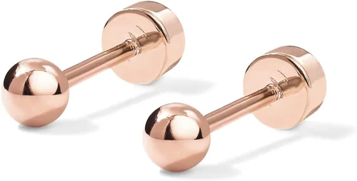 Vista 3 de PAVOI 14K Gold Plated Solid 925 Sterling Silver Post Ball Stud Flat Back Earrings for Women Cartilage Earring Helix Piercing Jewelry Small Stud