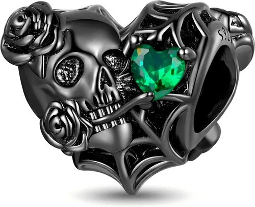 Vista 19 de Dijes de plata de ley 925 para pulseras, regalos de joyería para calabaza negra