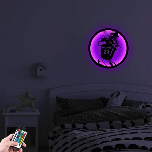 Vista 7 de Letrero de metal personalizado para jugador de sóftbol con luz LED, nombre y número personalizado, arte de pared de sóftbol, letrero de neón