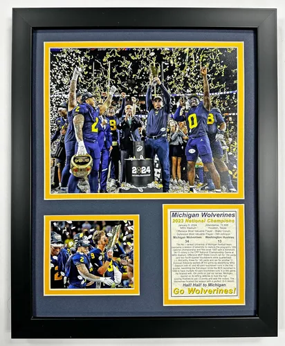 Vista 9 de Fútbol de Michigan Campeones Nacionales del CFP 2023 Collages de Fotos Enmarcadas con Doble Mate (30 cm x 38 cm, Mosaico)