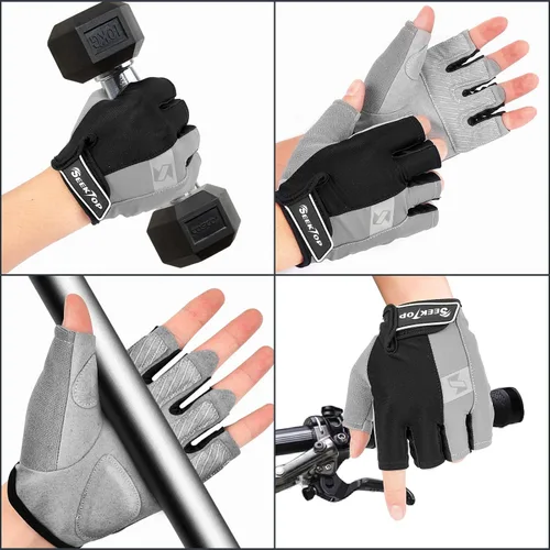 Vista 3 de Seektop Guantes de entrenamiento para mujeres y hombres, guantes de entrenamiento para levantamiento de pesas, guantes de ejercicio