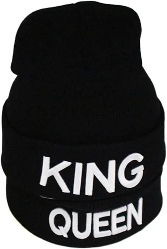 Vista 3 de MIUNIKO 2 gorros de invierno con capucha de calavera de rey y reina para parejas