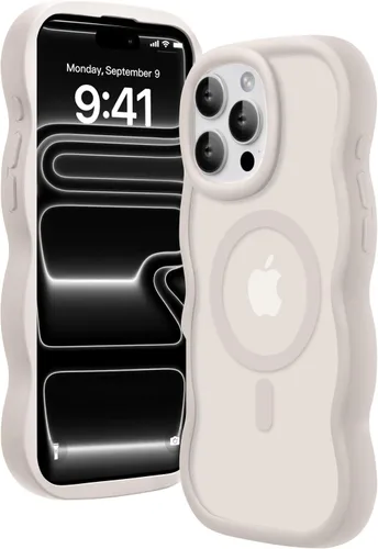 Vista 97 de Magsafe - Funda magnética para iPhone 12 Pro Max, compatible con Magsafe con marco ondulado, translúcido, mate, parte trasera dura, de silicona, a