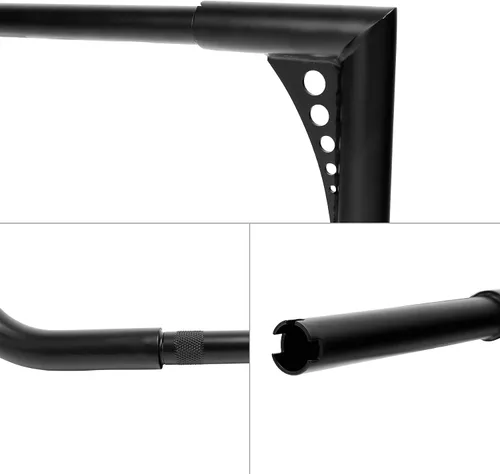 Vista 7 de TCMT Barra Ape Hanger Negra de 12" Rise, Manillar Grueso de 1-1/4", Compatible con Harley Dressers Baggers Touring CVO Street Glide Tri Glide