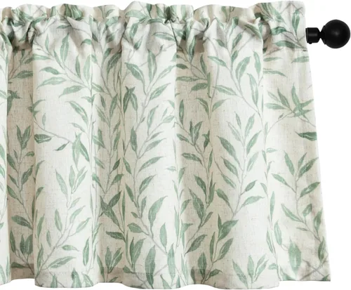Vista 18 de VOGOL Cortinas de cenefa de jacquard dorado con diseño de flores de lujo para dormitorio, sala de estar, comedor, 52 x 14 pulgadas, 1 panel, negro