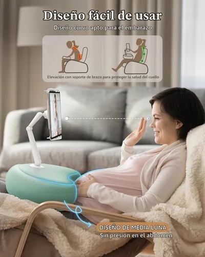 Vista 3 de SAIJI Soporte de almohada Kindle para cama - Soporte para iPad y tableta Cian