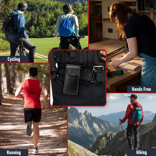 Vista 4 de Turtleback Soporte para cinturón para iPhone 17 Pro y 17Air, pequeño se adapta con fundas delgadas MagSafe o TechWave, funda horizontal de cuero