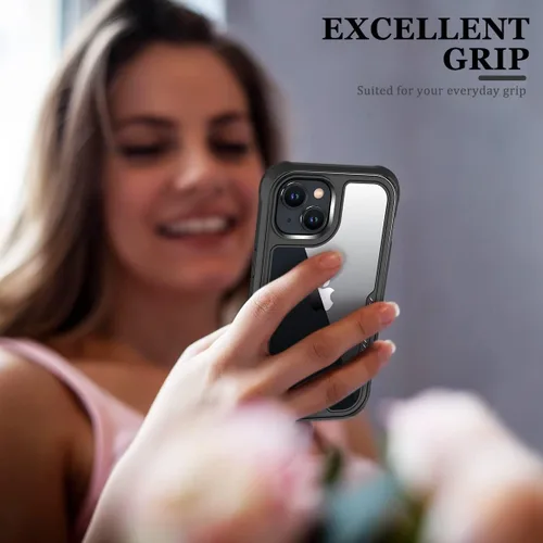 Vista 7 de FUNMIKO Funda transparente para iPhone 14 con protector de pantalla integrado sensible al tacto, protección resistente de grado milimétrico, pasa 21