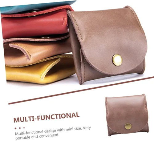 Vista 6 de ADOCARN Pequeña moneda útil, bolsa portátil para mujer, para llevar a los hombres, organizador de Pascua, cambio, auriculares, de cuero, ligero