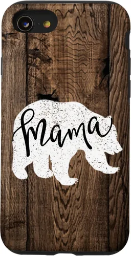 Vista 18 de Woodgrain Rustic Farmhouse Shiplap Brown Wooden Mama Bear Case for iPhone 17